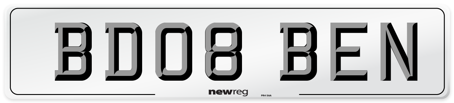 BD08 BEN Number Plate from New Reg